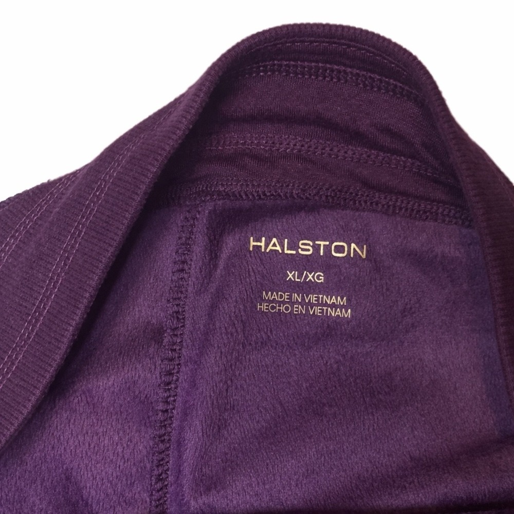 Halston Velour Lounge Set XL Purple 2pc Tracksuit Gold Zip Soft Cozy Womens - Picture 10 of 13